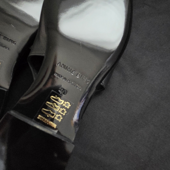 Anine Bing Hilda Slingback Black Leather Flats - Picture 10 of 12